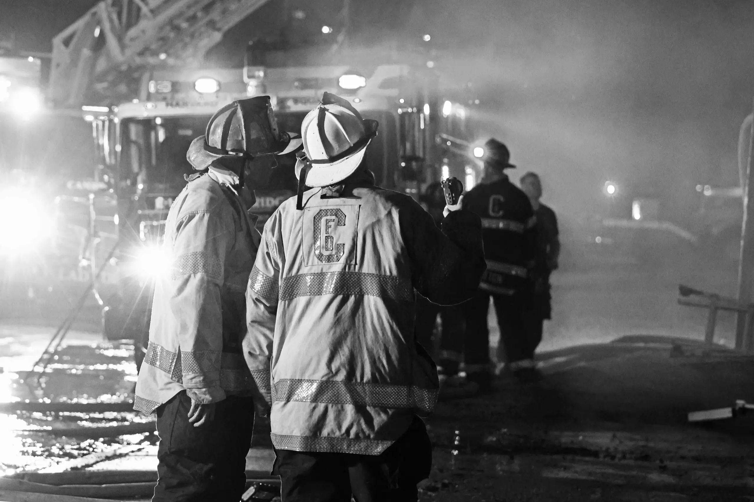Fire department leadership reviewing ongoing site performance