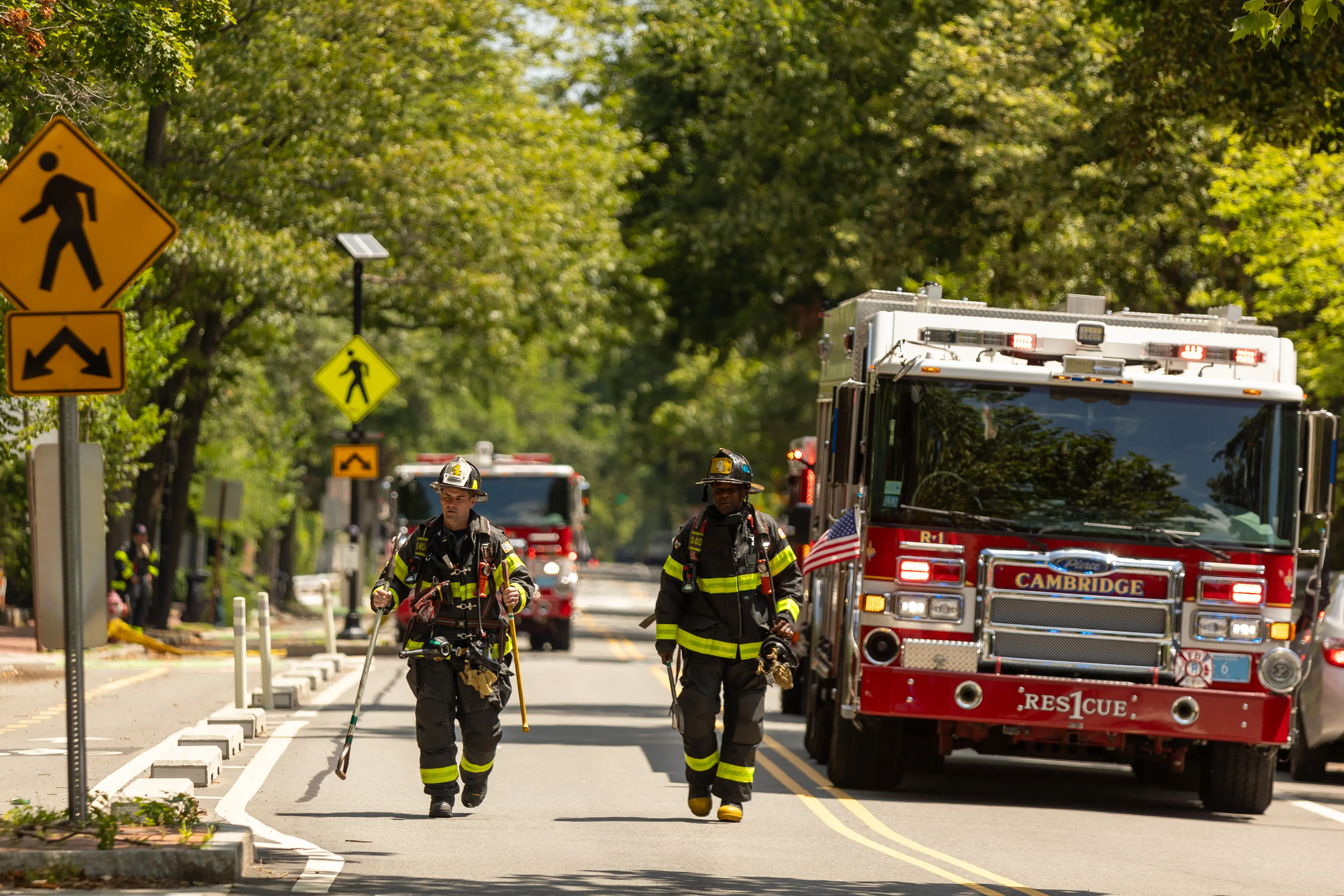 Firefighters returning from a scene — ready for action
