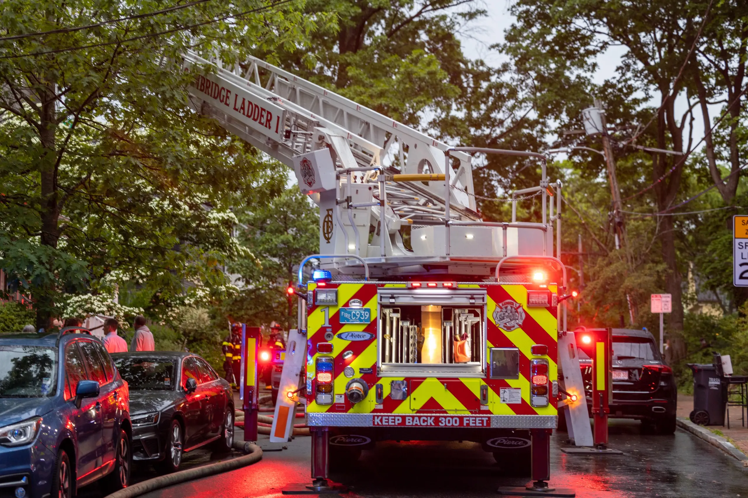 Volunteer firefighters at their department