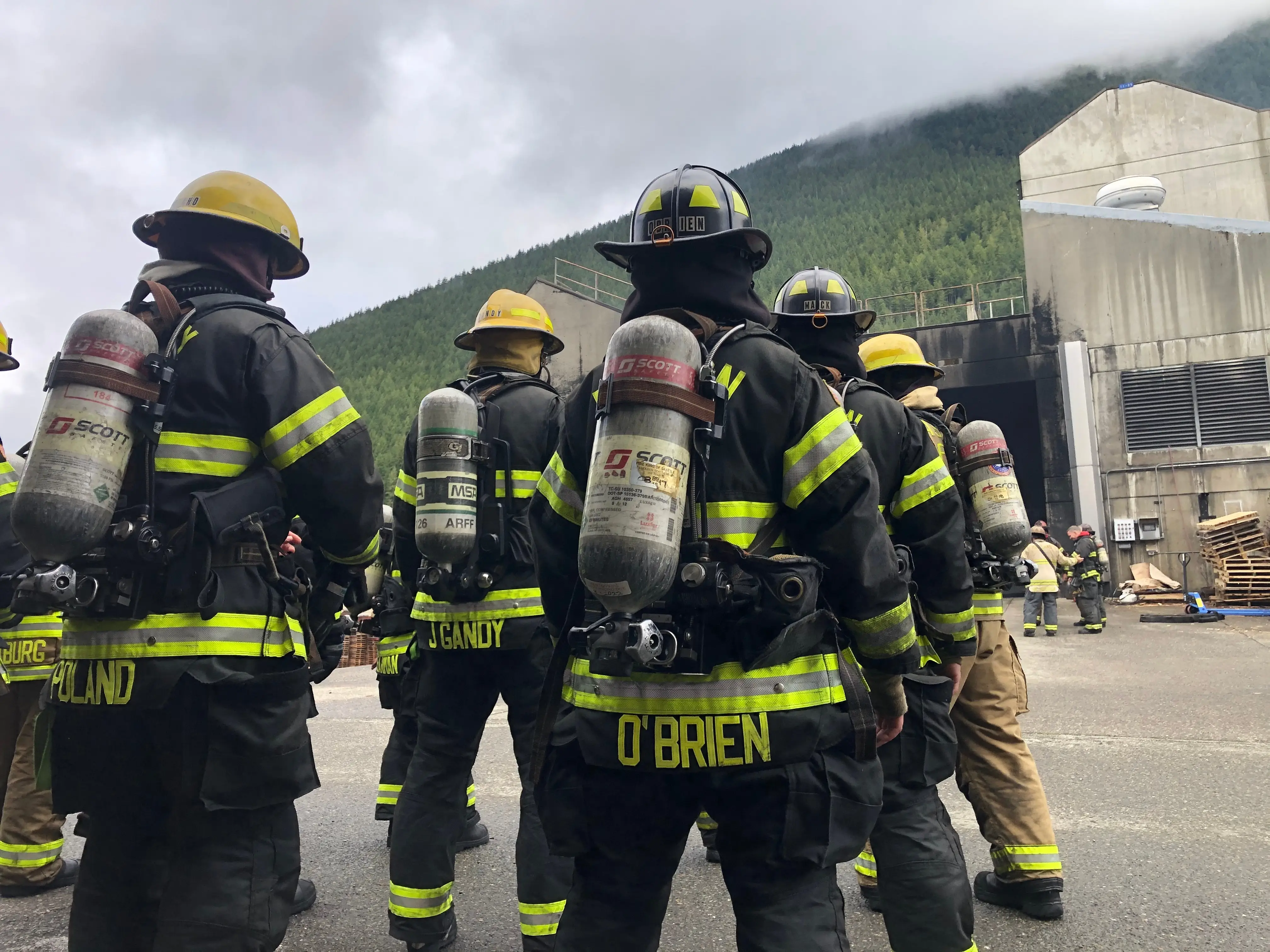 Firefighters getting ready to train