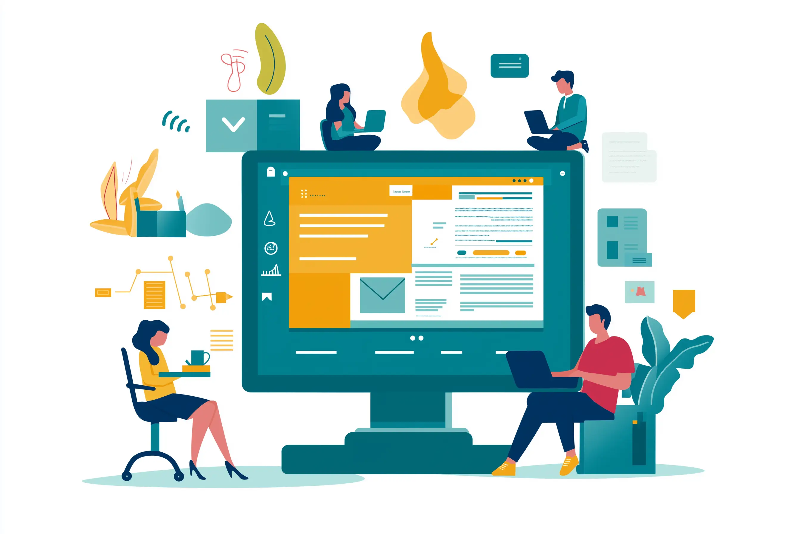 Graphic showing compliance and web design.